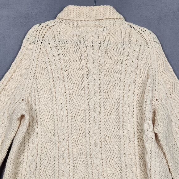Vintage Barnas Mor Cardigan Sweater Womens XL Ivory Wool Irish Aran Cable 80s - Picture 8 of 10